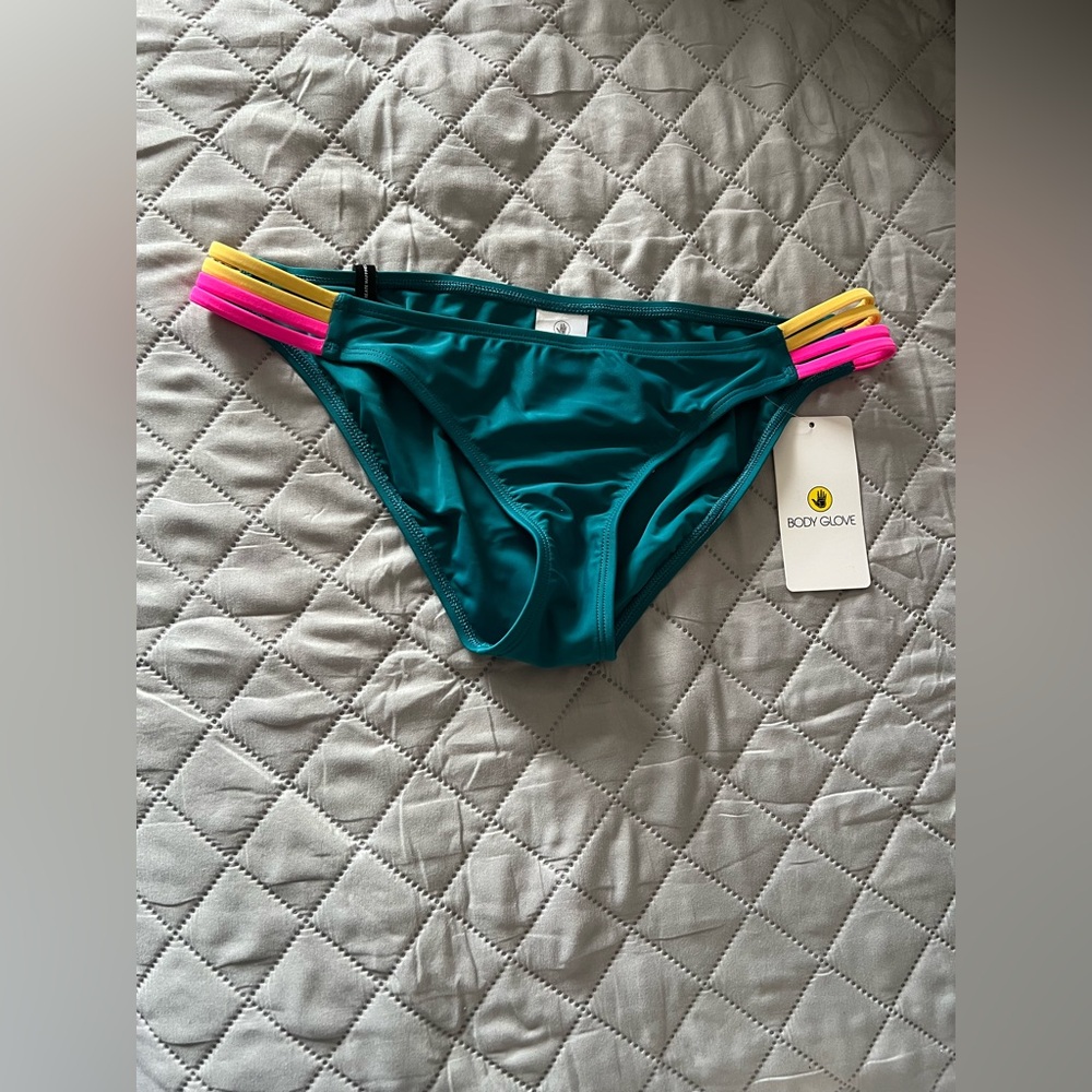 Body Glove Green Bikini Bottom with Colorful Straps size L